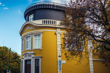 Wall Mural - Yellow house on Julio de Andrade street in Lisbon, Portugal