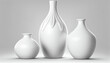 White porcelain beautiful, antique vases on a single tone