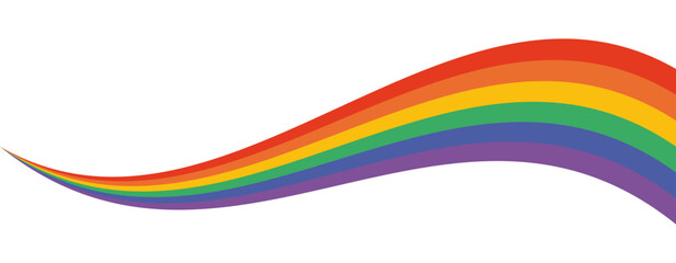 LGBT Pride Flag Rainbow Ribbon Illustration. Wavy Rainbow Ribbon with LGBT Pride Flag Colors. Isolated Ribbon Design Element for Pride Month Designs. Vector Illustration