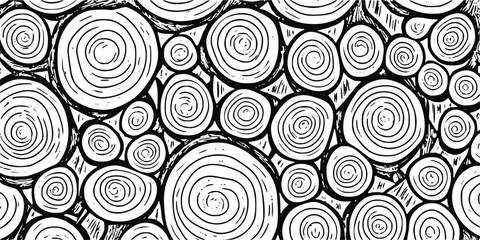Canvas Print - Log cut, tree rings pattern, shades of gray