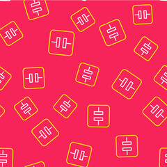 Sticker - Line Electrolytic capacitor icon isolated seamless pattern on red background. Vector