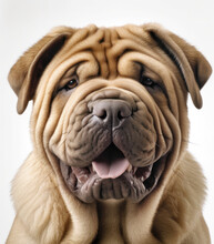 Shar Pei Dog Isolated On White Background, Generated By AI