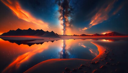 Wall Mural - amazing landscape as background design. incredible evening scene of beautiful nature. night sky is r