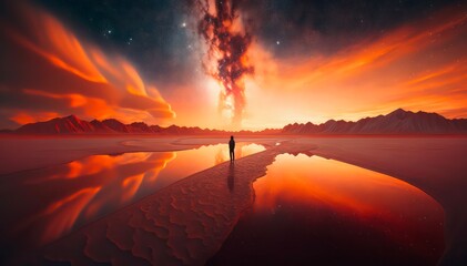 Wall Mural - amazing landscape as background design. galaxies, nebula and stars in space. generative ai.