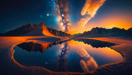 Wall Mural - amazing landscape as background design. incredible evening scene of beautiful nature. night sky is r
