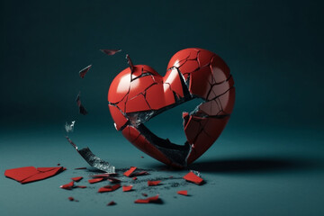 A powerful and emotional image of a broken heart, symbolizing pain, loss, and heartbreak. Ai generated.