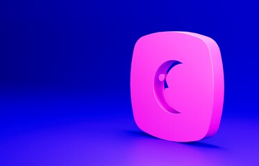 Sticker - Pink Moon and stars icon isolated on blue background. Cloudy night sign. Sleep dreams symbol. Full moon. Night or bed time sign. Minimalism concept. 3D render illustration