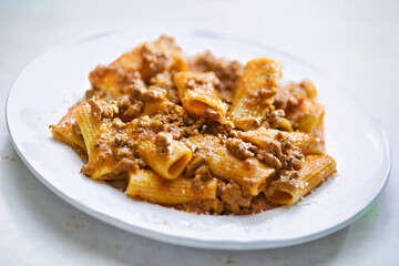 Canvas Print - rigatoni bolognese pasta comfort food