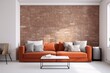 © SHOTPRIME STUDIO - interior background sofa green lounge comfortable light modern contemporary design brick wall. Generative AI. Generative AI