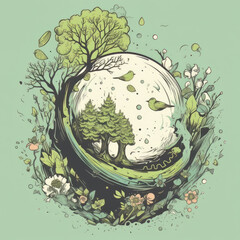 Wall Mural - illustration of a forest, environmental, trees