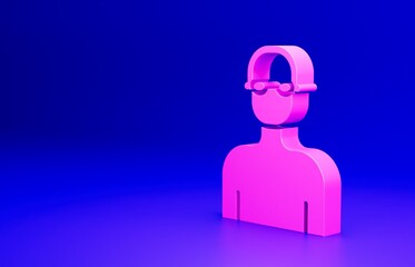 Canvas Print - Pink Swimmer athlete icon isolated on blue background. Minimalism concept. 3D render illustration