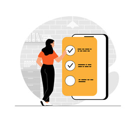 Wall Mural - schedule planning, task management. planning work tasks, filling check list. to do list on mobile ph