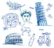  Italy, Europe, travel, tourism, italian seasides , Pisa, Rome , sketches, architecture, monuments