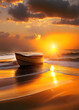 Romantischer Sonnenuntergang am Meer, Generative AI 