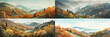 With a 10:3 aspect ratio, these four frames of optimized homepage banner background images feature ultra-realistic illustrations, textures, and scenes of autumn, hills, and forests.  Generative AI 