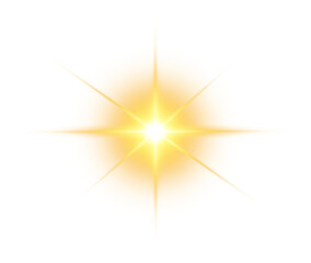 golden glowing lights effects isolated on transparent background. solar flare with beams and spotlig