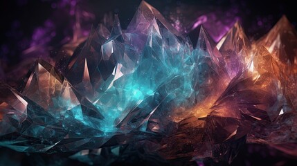 Auroras & Glowing Crystals Illuminate the Galactic Fantasy: A Magical Space Abstract. Generative AI