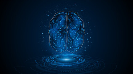 Leinwandbilder - Circuit board of computer neural network or electronic artificial intelligence. Brain circuit technology. modern technology innovation concept background
