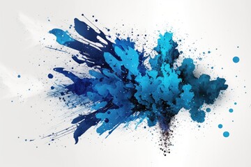 Poster - Abstract blue watercolor paint splashes isolated on white background