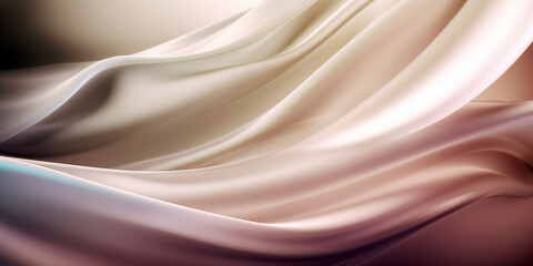Modern wavy silk abstract background in many colors. Wavy silk material for background. Additional wallpaper, background or web in 3D design. Illustration generated by AI