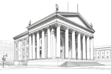 Wall Mural - monochrome architectural drawing of a modern building. generative ai generative ai