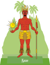 Illustration Vector Isolated Of Mythical Hawaiian, Polynesian, God, Kane, World Creator, God Of Sun, Main God.