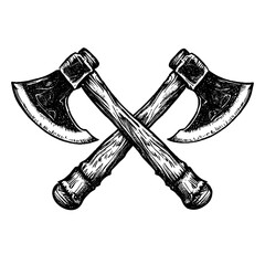  crossed axe engraving illustration