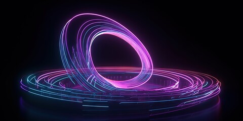 Wall Mural - Neon Helix  A Geometric Spiral of Minimalist Brilliance, Generative AI