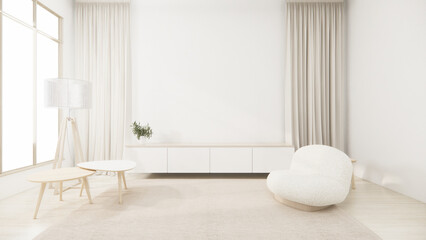 Poster - Muji minimalist, Sofa furniture and modern room design minimal.3D rendering