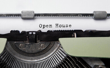 Wall Mural - text open house typed on retro typewriter