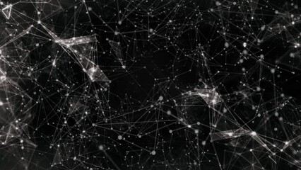 Wall Mural - plexus white on black shining lights 4k loop features white lines drifting in a black atmosphere glo