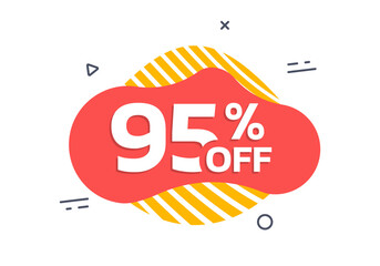 Canvas Print - sale badge, sticker or label. 95 percent price off liquid shape design. discount, promotion abstract
