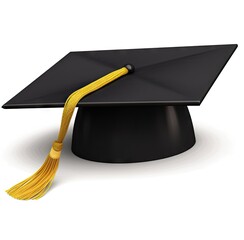 Wall Mural - Graduation cap with gold tassel isolated on white background. created with Generative AI technology