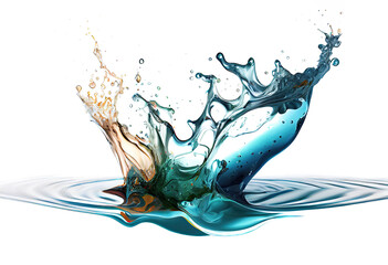 Wall Mural - Splash of water isolated on white background, ai generative