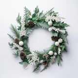 Fototapeta Na drzwi - A Festive Christmas Wreath to Brighten the Season: Pine Branches, Ribbons & a Sparkle of Green. Generative AI