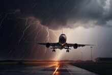 Risky Travel Amidst Bad Weather: Lightning Hits Commercial Plane In Stormy Environment: Generative AI