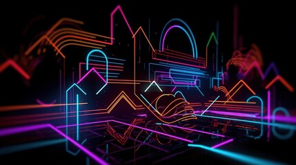 Wall Mural - Abstract Neon Retro Wallpaper