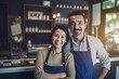 © Lumos sp - cafe owner portrait business shop job service occupation couple bakery happy food bread cake  family work, created using generative ai technology