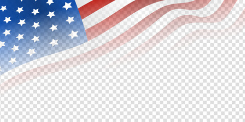 Wall Mural - United states of America waving flag with empty, blank, copy space on transparent background. Vector illustration.