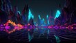 © AIPERA - Fantasy world, neon magic lake, neon vj loop, dj loop, music video backgrounds, neon water, full moon, stage shows background, dance music background, unreal engine, metaverse world, fantasy world