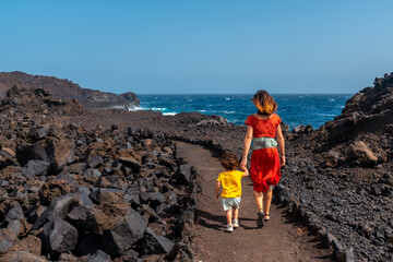 Wall Mural - Volcanic trail in the town of Tamaduste located on the coast of the island of El Hierro, Canary Islands, Spain