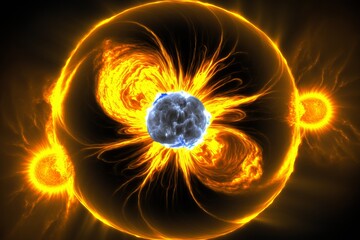 Wall Mural - force of energy rolling on surface of the sun with cme - generative ai