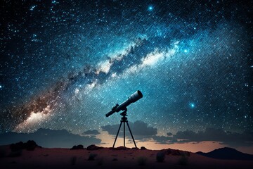 Wall Mural - exploring the cosmos: a modern view through the telescope - generative ai