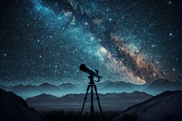 Wall Mural - modern telescope captures impressive cosmic starry sky - generative ai