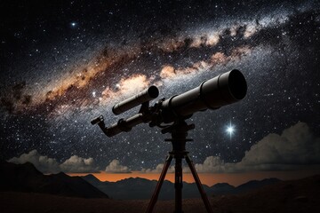Wall Mural - exploring the cosmos: a modern telescope view of the starry sky - generative ai