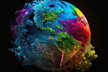 abstract and beautiful planet earth on vibrant colors in various creative characters, beauty planet 