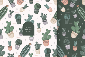 Canvas Print - cactus plant seamless pattern template