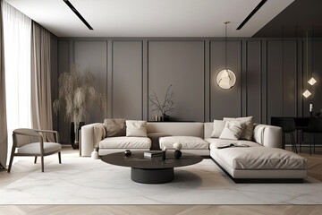 Modern interior design of living room.