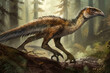 A Deinonychus a fastmoving feathered dinosaur.. AI generation. Generative AI