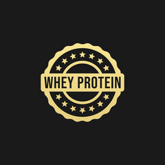 Wall Mural - Elegant Whey Protein Label or Whey Protein Label Vector Isolated in Flat Style. Whey protein label vector for product packaging design element. Simple whey protein label vector isolated.